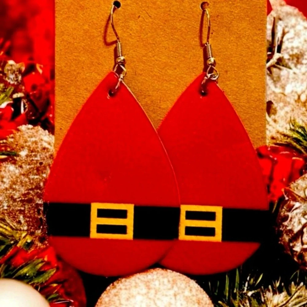 Christmas Faux Leather Earrings